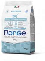 Сухой корм Monge Cat Monoprotein для котят с форелью  70005470 (400г)