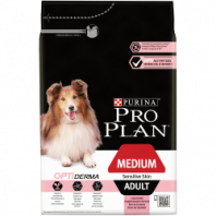 Сухой корм Pro Plan® для взрослых собак средних пород с чувствительной кожей, с высоким содержанием лосося, Пакет, 3 кг