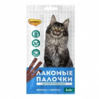 Мнямс лакомые палочки д/к 13,5 см с лососем и форелью 3х5 г (3 шт!)