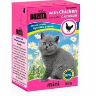 BOZITA mini для котят кусочки в желе с курицей 190 г