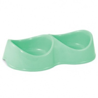 Миска двойная пластик Бисквит бирюзовая 0,25л 