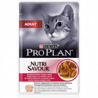 Влажный корм Pro Plan® Nutri Savour® для взрослых кошек, нежные кусочки с уткой, в соусе, Пауч, 85 г 