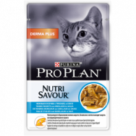 Влажный корм Pro Plan® Nutri Savour® для взрослых кошек с чувствительной кожей, нежные кусочки с треской, в соусе, Пауч, 85 г 