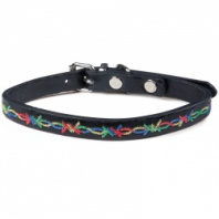 Ошейник из иск. кожи "Этно" XS, черный 10*310 мм