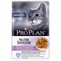 Влажный корм Pro Plan® Nutri Savour® для взрослых кошек старше 7 лет, нежные кусочки с индейкой, в соусе, Пауч, 85 г 