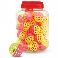 Игрушка д/кошек Мяч-погремушка желто-розовый d40мм (банка40шт) Триол 