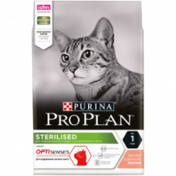 Сухой корм Pro Plan® для стерилизованных кошек и кастрированных котов, для поддержания органов чувств, с высоким содержанием лосося, Пакет, 3 кг 