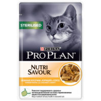 Влажный корм Pro Plan® Nutri Savour® для взрослых стерилизованных кошек и кастрированный котов, с курицей в соусе, Пауч, 85 г 